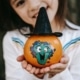 little girl doing fall crafts for kids