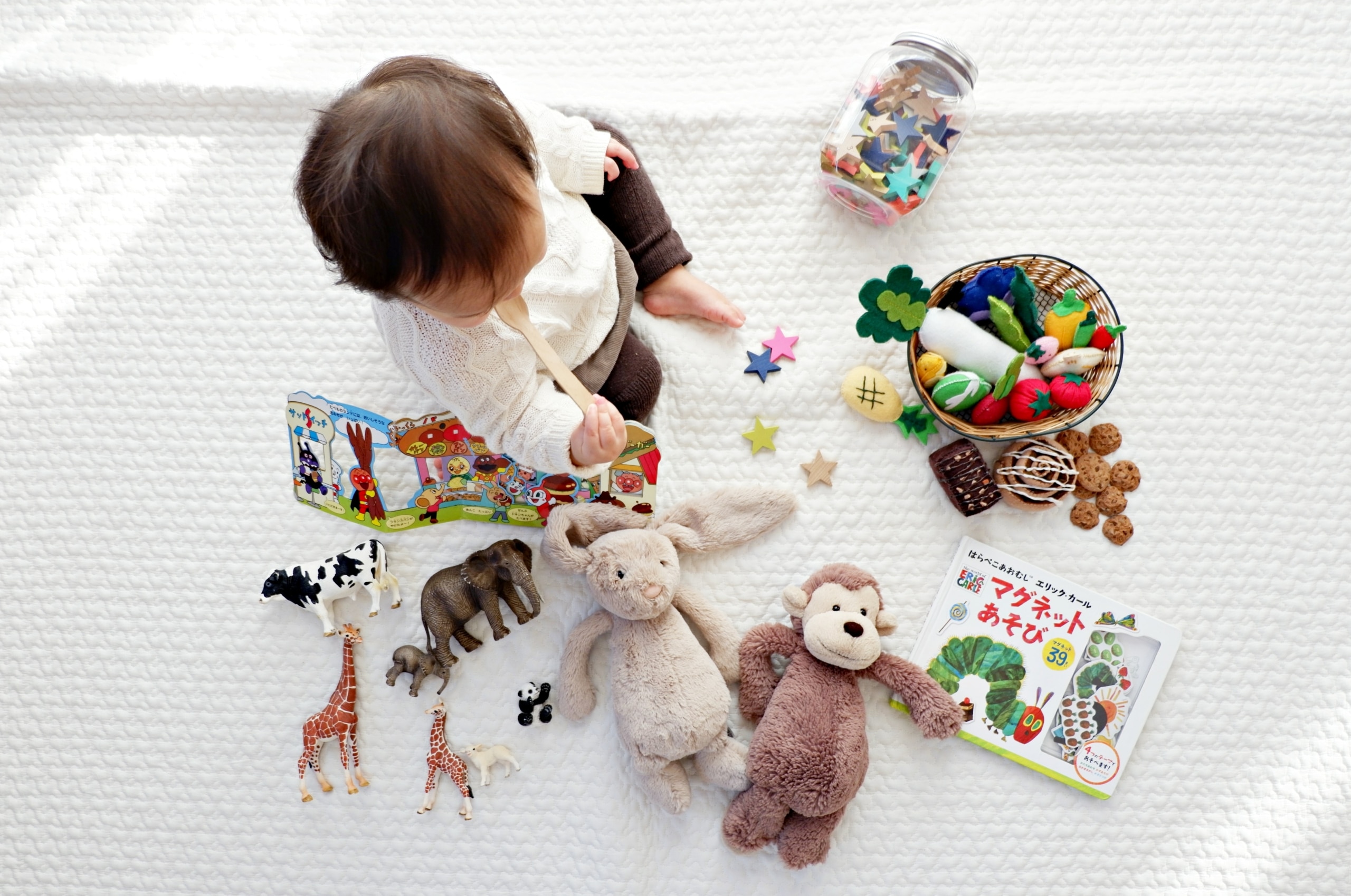 toddlers with toys for imaginative play