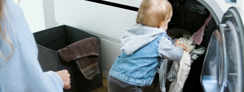 young girl doing chores for kids